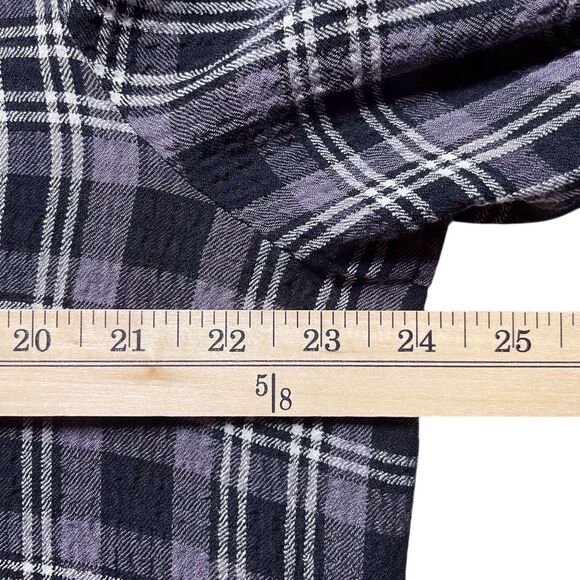 HABITAT Plaid Crinkle Tunic Top Gray Black Long Sleeve Shirt Size XL EUC - Picture 13 of 16